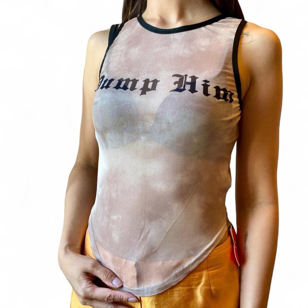✨BNWT✨ Dump Him Gothic Script Sleeveless Sheer Tank Top Crop